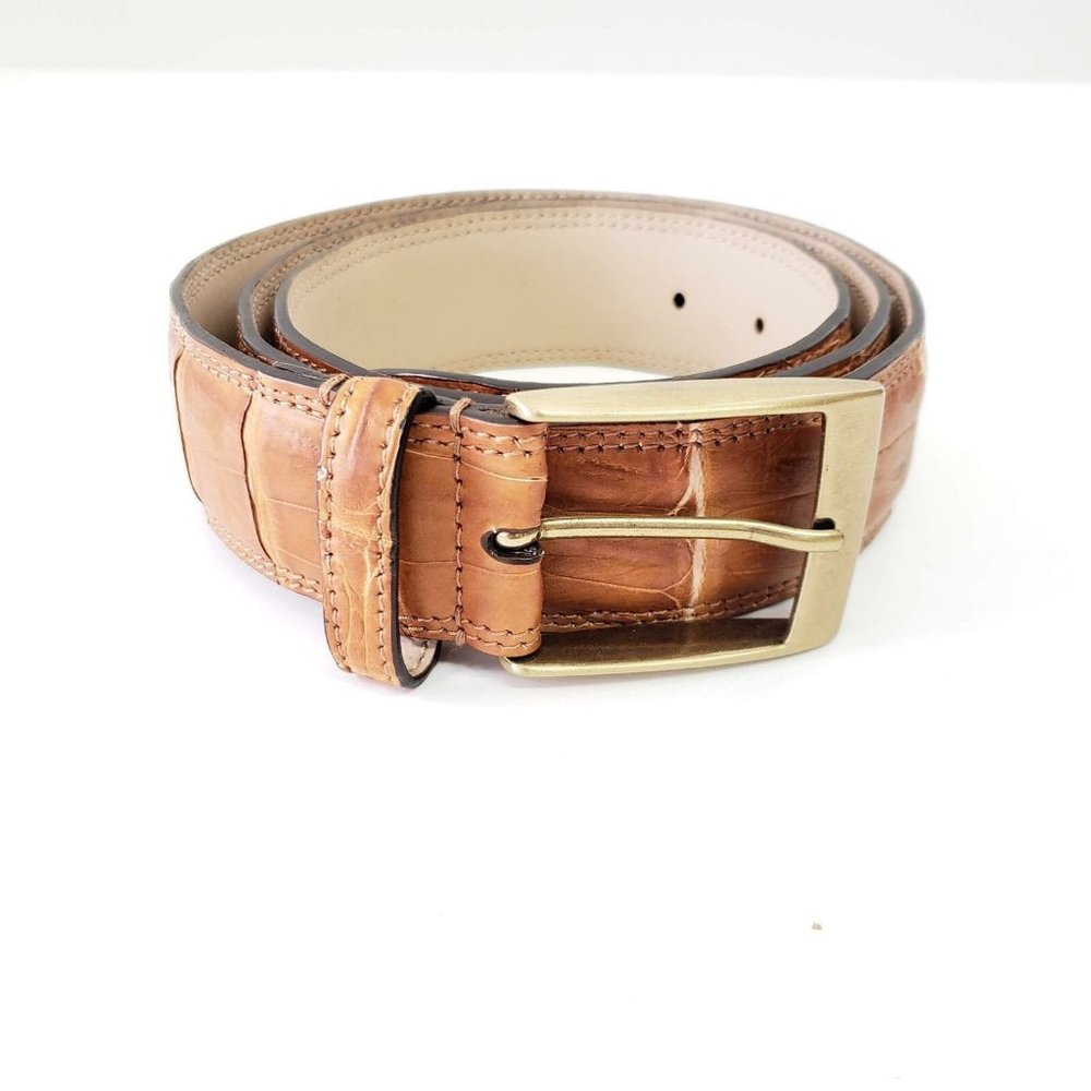 Tuzzi Uomo Crocodile Embossed Belt Camel - 42/105